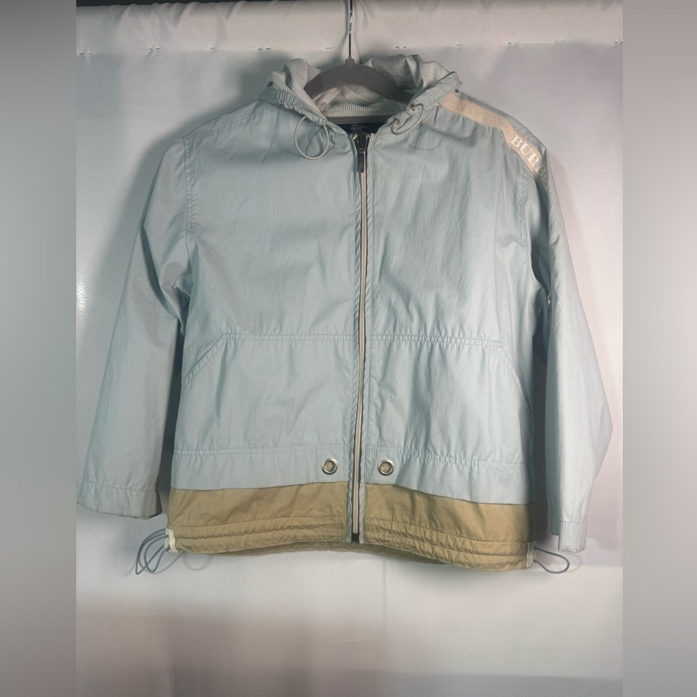 Burberry Light Blue and Tan Kids Raincoat